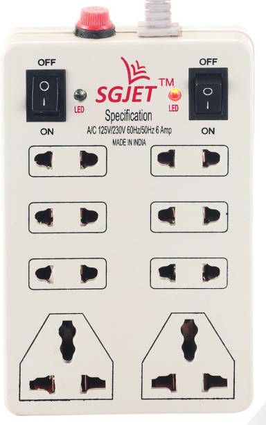 SGJET 8 Socket 2 Switches 6 A Three Pin Socket