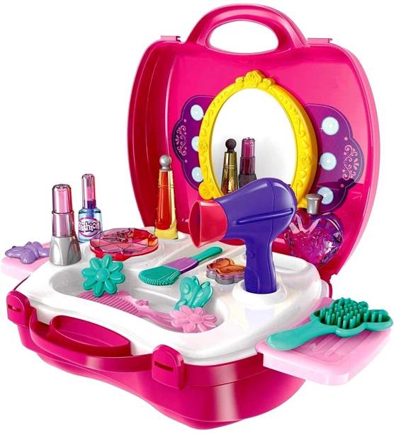 NCenterprise Beauty Make up case and Cosmetic Set Suitcase with Makeup Accessories for Children Girls