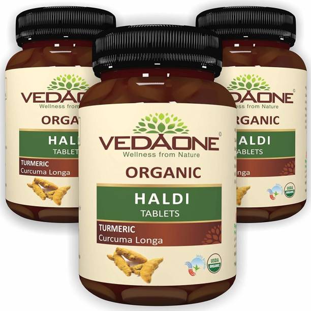 VEDAONE USDA Organic Haldi (Turmeric) 750mg - 60 Tablets For Digestive Support