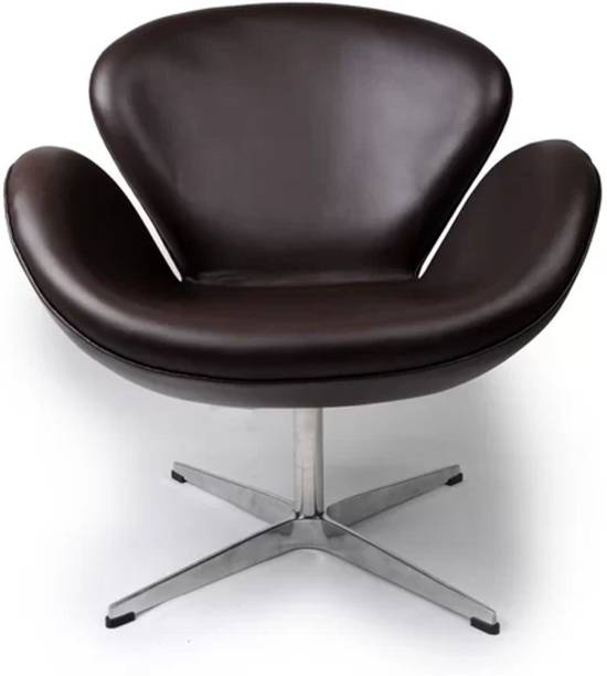 Lakdi - The Furniture Co. Swivel Leatherette Lounge Chair with Chrome Base Leatherette Living Room Chair