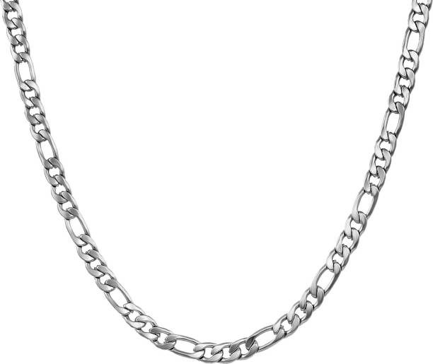 NAKABH Elegant Sachin Inspired Premium Collection Jewellery Valentine Stylish Fancy Party Wear Titanium Long Necklace Handmade Silver Neckless Style chains for boys men boyfriend girls girlfriend latest design Casual Style Daily use Simple Silver Plated Stainless Steel Chain