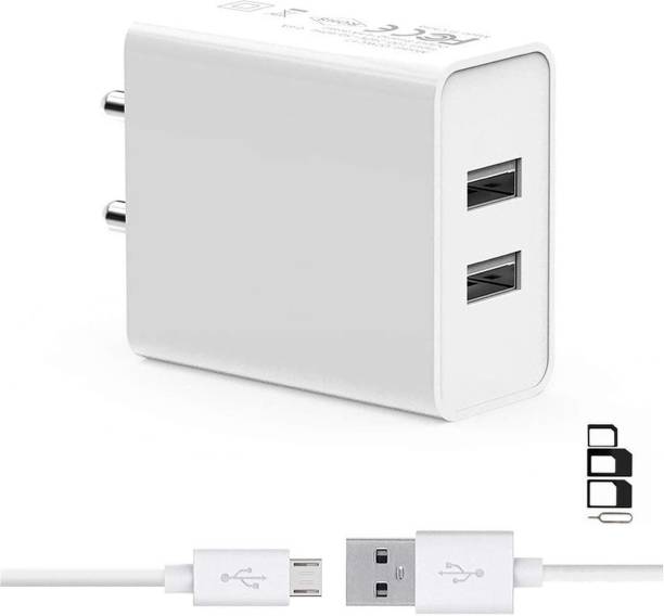 ShopsGeniune Wall Charger Accessory Combo for Samsung, Motorola, Sony, HTC, Nexus, LG, Microsoft, Nokia, OPPO, GIONEE, Blackberry, Lenovo, Honor, Asus, Huawei, VIVO, Xiaomi, Google, Panasonic, Micromax, Coolpad, XOLO, Lava, Celkon, Karbonn, ZTE, Iball, Swipe, Toshiba, Alcatel, Meizu, Yu, Galaxy S7 / S6 / Edge / Plus, Note 5 / 4, LG, Nexus, HTC, Motorola Moto G4 /G4 Plus, Xiaomi Mi /Redmi Note 3/4/4s Android, tablets, power banks, bluetooth speakers, camera Dual Port Charger Original Adapter Like Wall Charger, Mobile Power Adapter, Fast Charger, Android Smartphone Charger, Battery Charger, High Speed Travel Charger With 1 Meter Micro USB Cable Charging Cable Data Cable