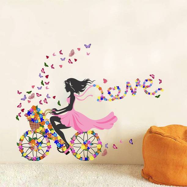 Top girl wallpaper cheap price 5stars Flipkart in India 4 Decal O Decal ' Girl with flower and Butterflies ' Wall Stickers (PVC Vinyl,Multicolour) Large Wall Sticker