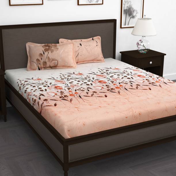 Story@home 210 TC Cotton King Floral Flat Bedsheet