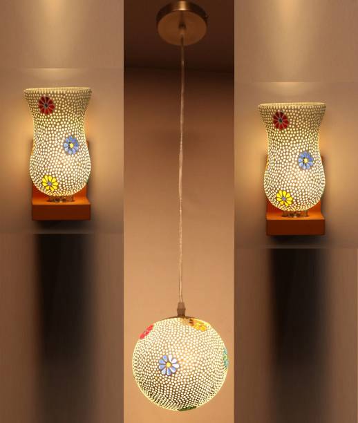 1st Time Combo Of 2 Wall Lamp & One Colorful Decorative Hanging Globe Pendants Ceiling Lamp