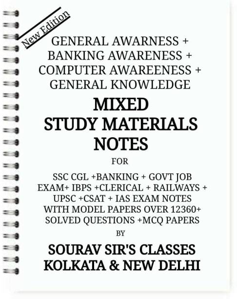 General Awarness + Banking Awareness + Computer Awareeness + General Knowledge Mixed Study Materials Notes For Ssc Cgl +banking +govt Job Exam+;ibps +clerical + Railways +upsc +csat +ias Exam Notes With Model Papers Over 12360+ Solved Questions+mcq Papers
