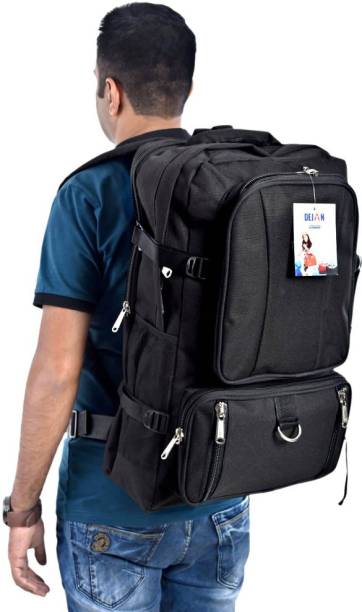 Dejan Black Hiking Backpack Travel Camping Trekking Day Pack with Laptop Compartment Rucksack Black Color (70 Liters) 70 L Backpack