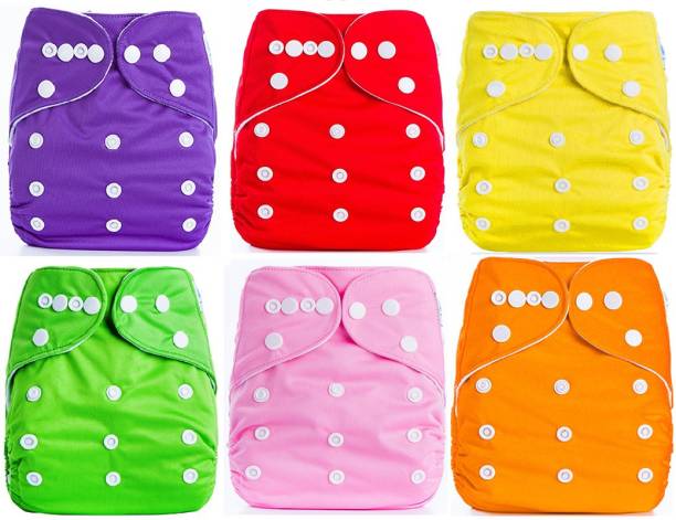 BABYMOON (PACK of 6) Diaper Covers Premium Adjustable Reusable Pocket Cloth Diaper