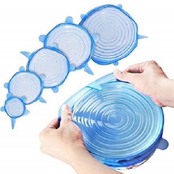 MEZIRE ®Silicone Stretch Food and Bowl Covers - Reusable Stretch Lids Cover Wrap For Cans, Containers, Mugs, Mason Jars And Bowls - Perfect Baking and Cooking Kitchen Gadgets 8.3 inch, 6.5 inch, 5.7 inch, 4.5 inch, 3.8 inch, 2.6 inch Lid Set  (Silicone) 8 inch Lid Set
