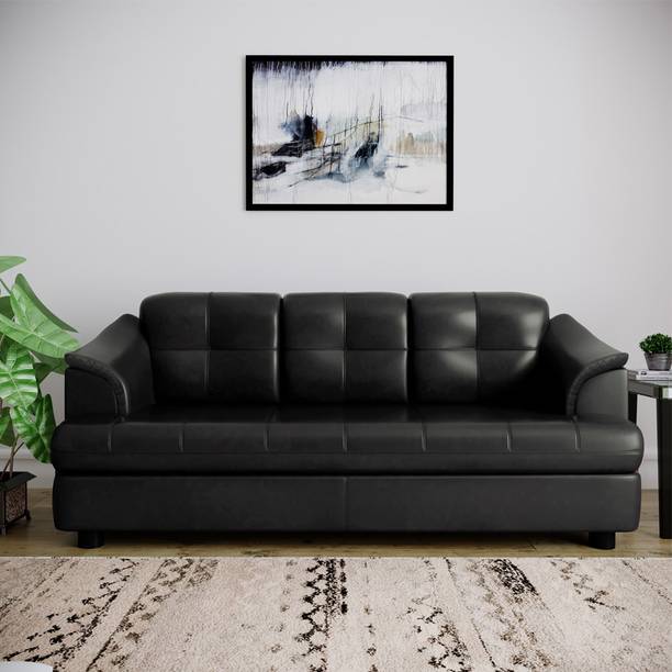 Black Leather Sofa Buy Black Leather Sofa Online At Best Prices