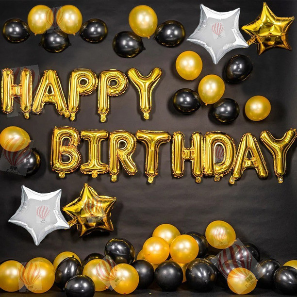 6 x 12/" Gold Balloons Printed all over with stars.