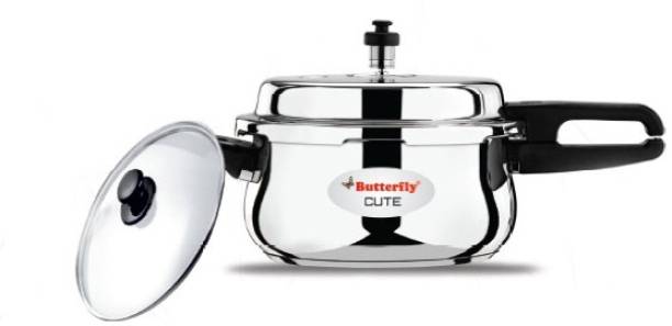 Butterfly Present Stainless steel cute 5.5 liter cooker with extra glass Lid 5.5 L Induction Bottom Pressure Cooker