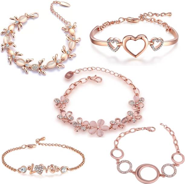 Om Jewells Alloy Crystal Gold-plated Bracelet Set