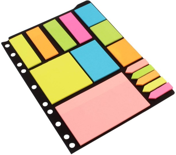 200x Sticky Notes MULTI COLOURED Neon Square Memo Reminder Note Office Desk Pack 