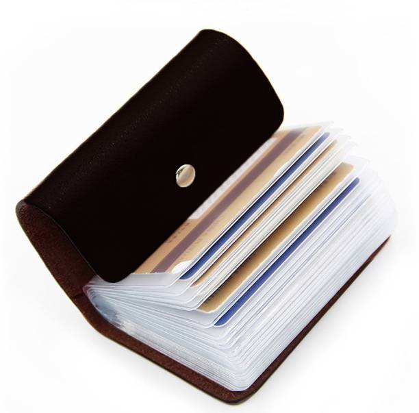 OFIXO New Credit-Card Organizer Snap Wallet Money Case Leather Mini Purse for Men & Women 24 Card Holder 24 Card Holder