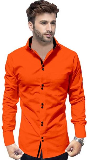 X-MEN Men Solid Casual Orange Shirt