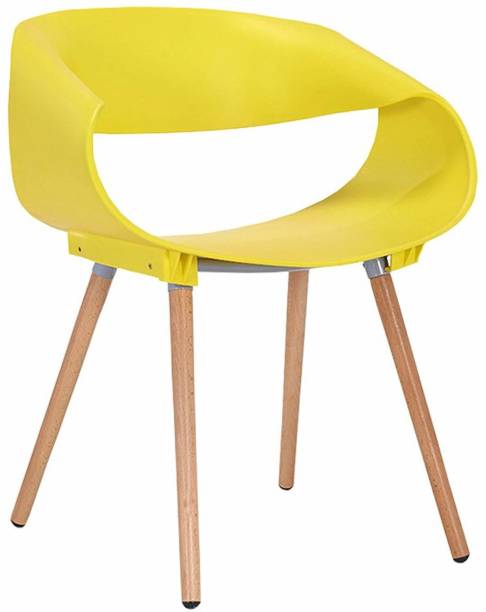 Finch Fox Fibre Minimalist Creative Solid Wood Plastic Backrest Chair (Yellow) Plastic Dining Chair