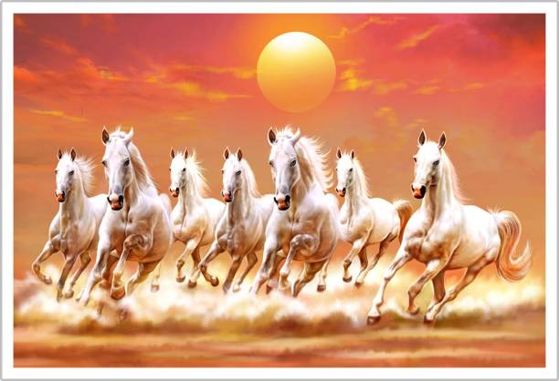 Vastu Seven Running Horses Paper Poster Paper Print
