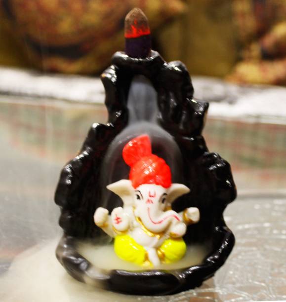 AROHI ENTERPRISES Smoke Fountain Ganesha Idol Decorative Polyresin Incense Holder