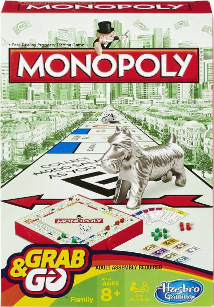 HASBRO GAMING Monopoly Grab & Go 2-4 Players Travel Money & Assets Games Board Game
