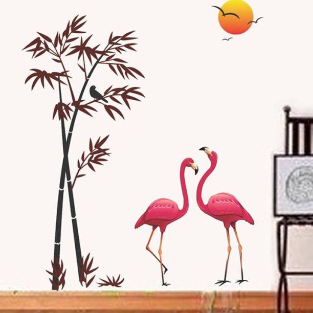 Aquire Pink Flamingos & Bamboo at Sunset 6996 Extra Large Self Adhesive Sticker