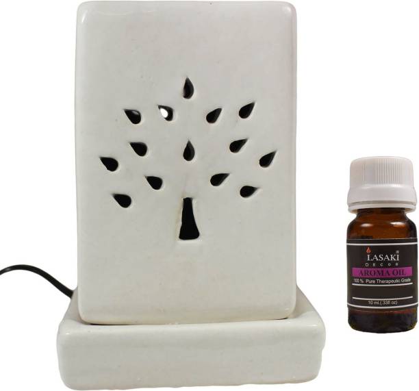 Lasaki Electric Aroma Oil Ceramic Diffuser, Oil Burner, aroma Oil Diffuser for home Regular (Color:White)(El Diffuser vip type4 white)scented oil free Diffuser Set