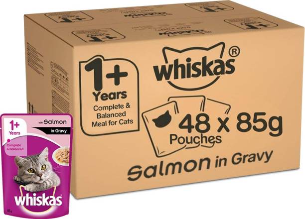 Whiskas Super Saver Pack (+1 Year) Salmon 4.08 kg (48x0.09 kg) Wet Adult Cat Food