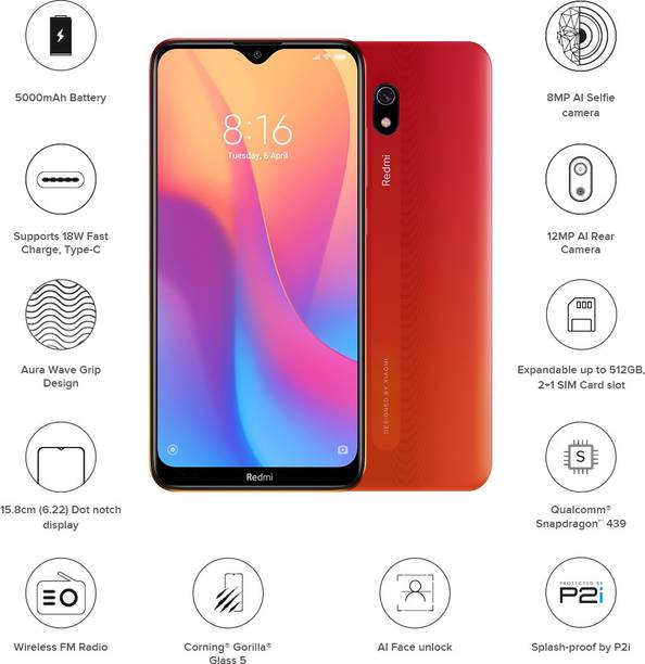 Redmi 8A (Sunset Red, 32 GB)