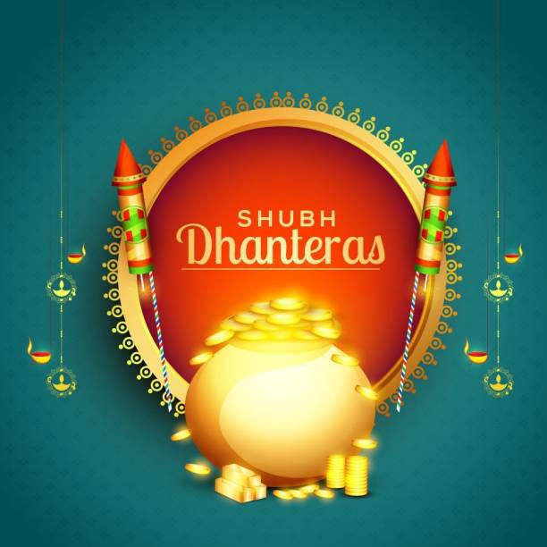 happy dhanteras b |festival poster|diwali poster|poster for diwali|diya poster|dia poster|rangoli poster|poster for home,gym,office|12x18 inch|sticker paper poster Paper Print