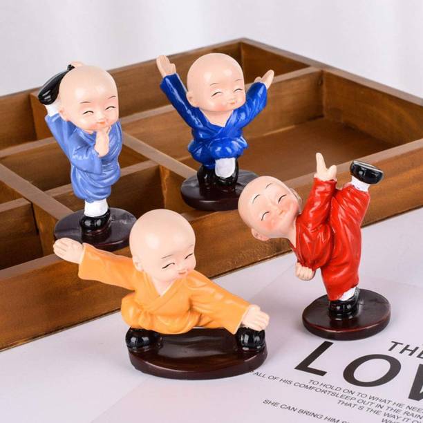 TIED RIBBONS Kung Fu Buddha Monk Figurines Showpiece for Home, Office Decoration Decorative Showpiece  -  7.3 cm
