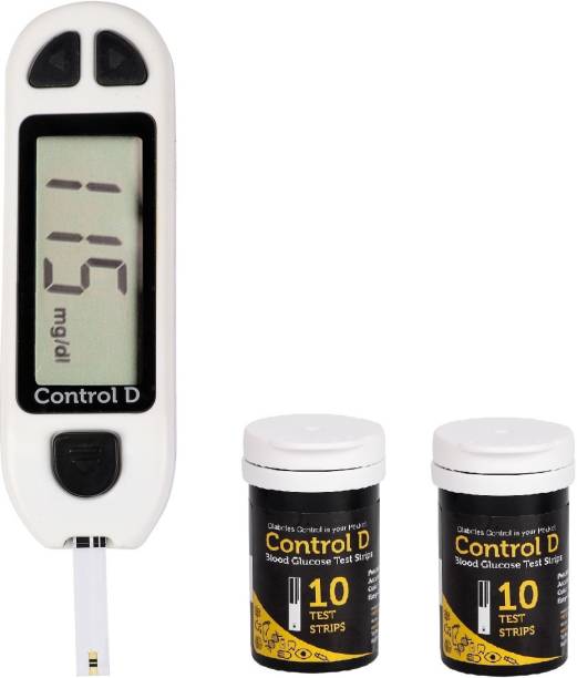 Control D White Sugar Testing Meter with 20 Strips Glucometer