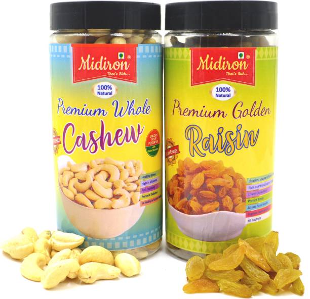 Midiron Whole Cashew & Golden Raisin/Kishmish (200 g each) Cashews, Raisins