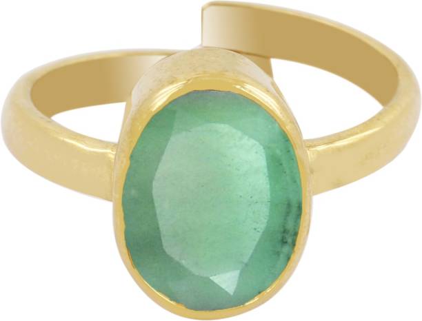 Gems Jewels Online Loose Certified Natural Colombian Emerald – Panna Stone Copper Emerald Gold Plated Ring