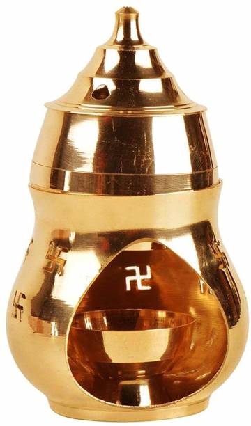 Puja N Pujari Camphor Diya Lamp Aroma Incense Burner Diya Oil Diffuser Brass Table Diya Set