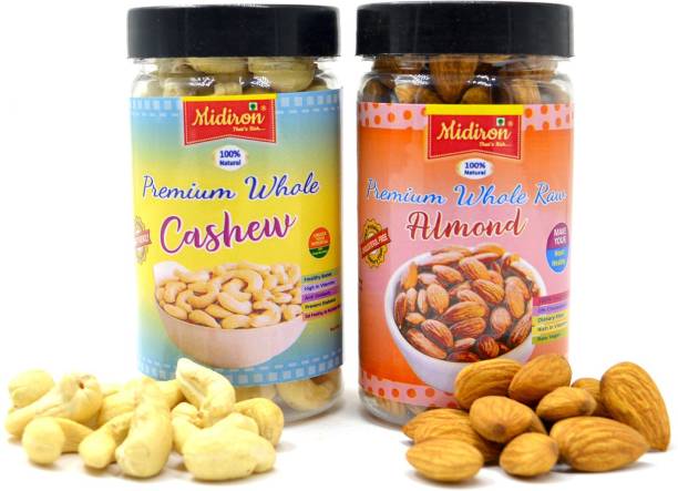Midiron 100 % Natural Premium Whole California Row Almond & Cashew Almonds, Cashews