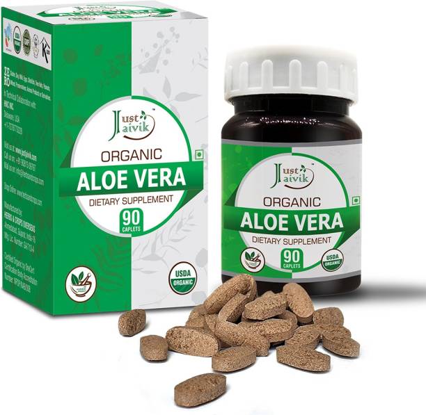 Just Jaivik Organic Aloe Vera Tablets - 750 mg | A Dietary Supplement