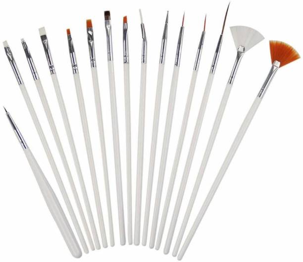 SKINPLUS 15pcs Acrylic Nail Art Design Painting Tool Pen Polish White Nail Brush Set
