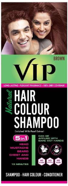 VIP HAIR COLOUR SHAMPOO BROWN 180ML , Brown