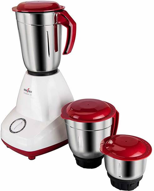 Kenstar Senator SS MG-0120SS 500 Mixer Grinder (3 Jars, White, Maroon)