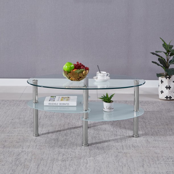 danya b galaxy chrome and tempered glass round end table