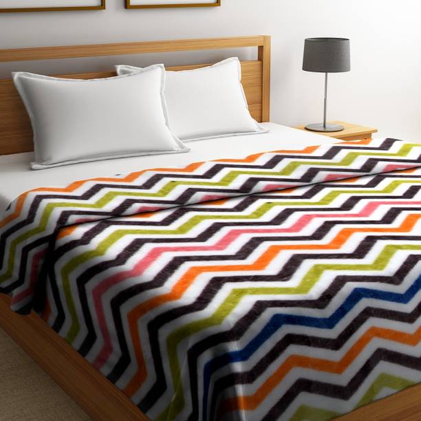 PORTICO NEW YORK Striped Double Coral Blanket for  Mild Winter