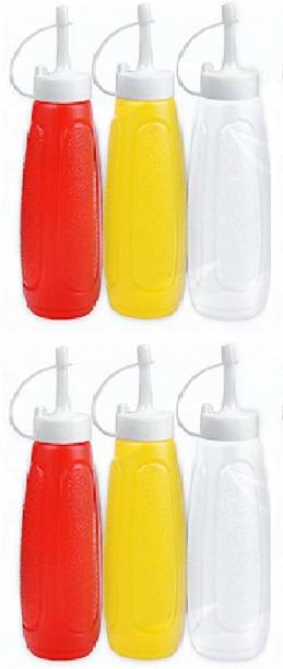 RHONNIUM ™2 x Tomato Ketchup Red Sauce & Mustard Dispenser Plastic Squeezy 150 ml Bottle