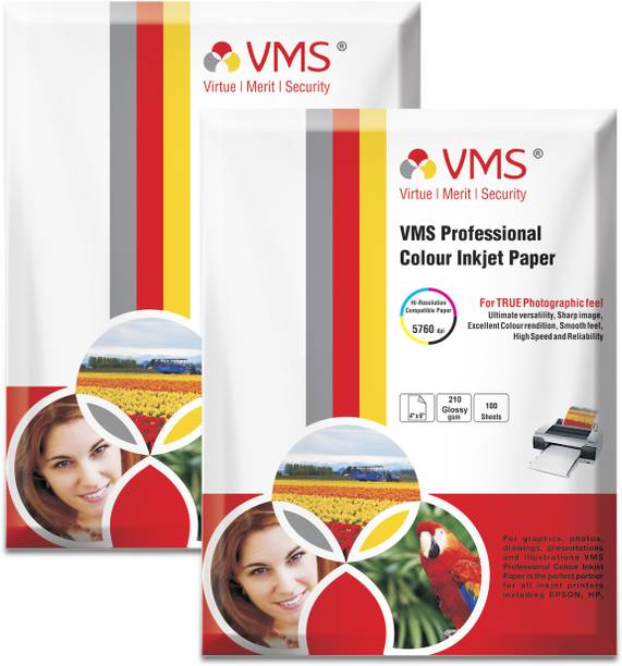 VMS Professional Colour 2x100 Sheets High Glossy 4x6 4R 210 gsm Inkjet Paper