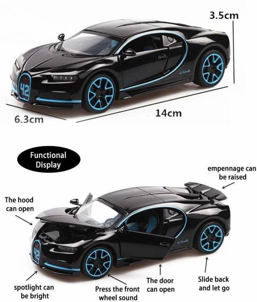 Galactic 1:32 Scale Bugatti Chi iron Die cast Alloy Metal Luxury Car Model Pull Back Car for Children Toys (5 Design Available 1 Design Sending) Pc of 1