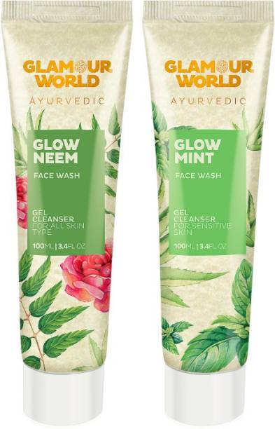 Glamour World Ayurvedic Glow Neem & Glow Mint Face Herbal Wash Combo (100ml + 100ml) Face Wash