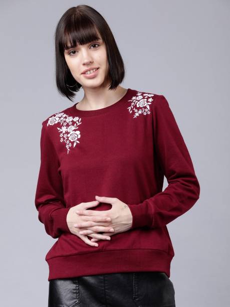 Tokyo Talkies Full Sleeve Embroidered Women Sweatshirt