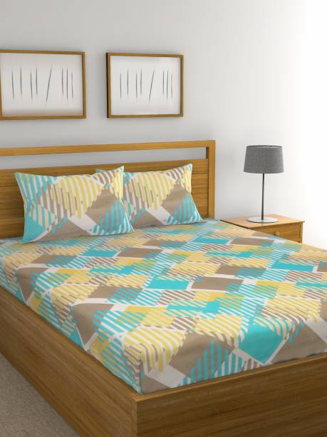 Raymond Home 104 TC Cotton Double Geometric Flat Bedsheet