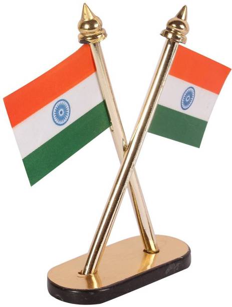 H.M indian flag pack of 2 FOR CAR DASHBOARD AND OFFICE TABLE Rectangle Car Dashboard Flag Flag