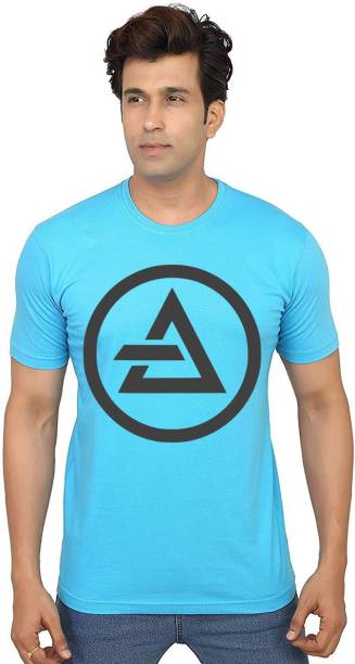 Aseria Printed Men Round Neck Light Blue T-Shirt