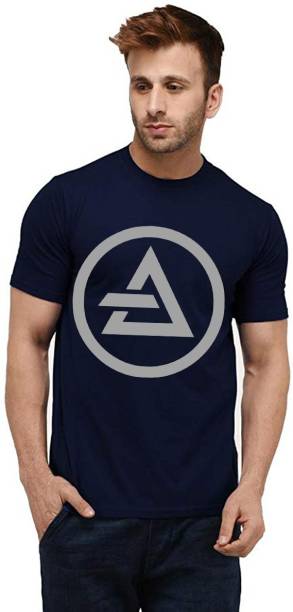 Aseria Printed Men Round Neck Dark Blue T-Shirt